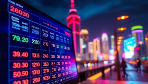 Menampilkan togel online dengan antarmuka berwarna-warni dan angka yang bersinar.