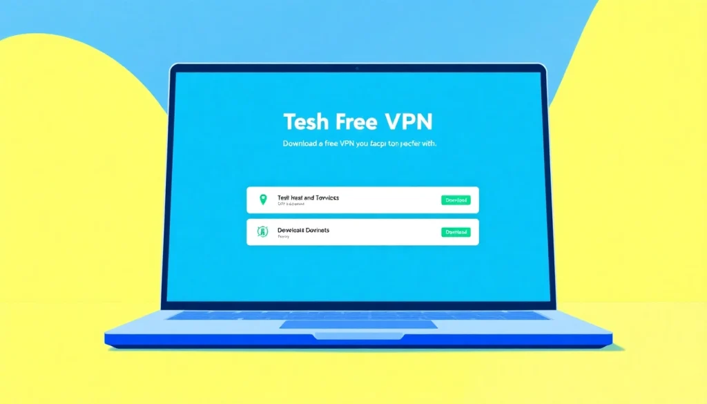 Secure your online privacy and download free vpn with clear steps shown on a laptop interface.