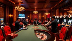 Engaged players enjoying a thrilling game at Liên Minh KJC's luxurious casino.