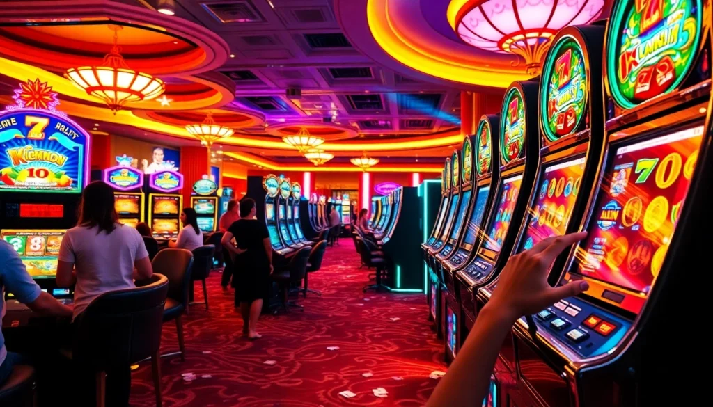 Player enjoying a thrilling Slot game experience in a vibrant casino setting.