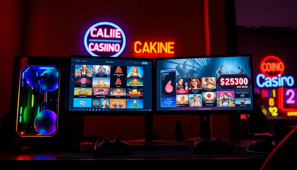 Engage in the best online casinos Canada with a modern gaming setup showcasing vibrant visuals.
