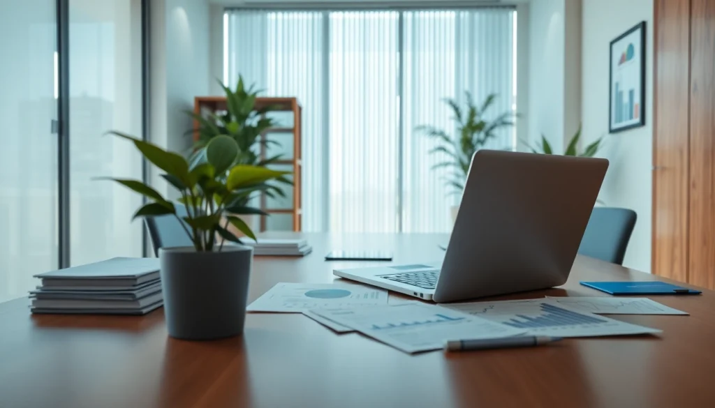 Superfund accountant working in a modern office with financial documents and graphs.