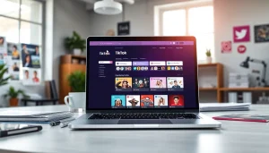 Showing a TikTok SMM panel interface in a modern workspace.