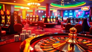 Experience exciting online gaming at https://ev882.sa.com/ featuring vibrant slot machines and elegant casino tables.