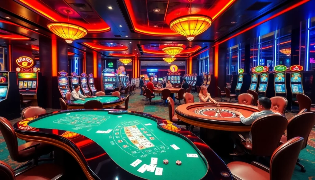 Experience the thrilling excitement of gambling with the AF88 APP interface in this vibrant casino setting.