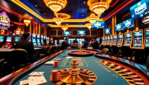 Experience the excitement of Fun88 at a premium casino table featuring poker chips and vibrant games.