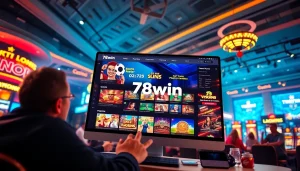 Engaging online gaming scene from 78win.com showcasing diverse casino games and enthusiastic players.
