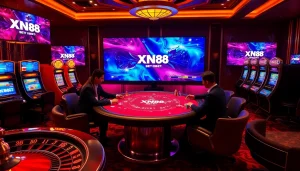 Experience the thrill of XN88 BET with an exciting casino scene featuring vibrant games and professional players.