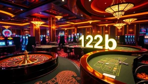 Experience the excitement of 123b with vibrant casino tables and luxurious slot machines.