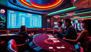 Live betting excitement with real-time updates from 7m.cn at a luxurious sports gambling venue.
