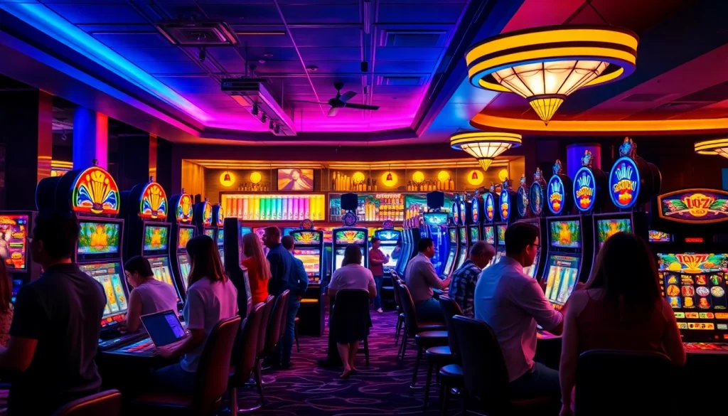 Walettoto melayani pengunjung dengan suasana kasino yang berenergi tinggi dan mesin permainan yang bersinar.