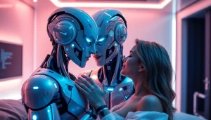 AI sex robot in an intimate setting, showcasing advanced technology and emotional connection.