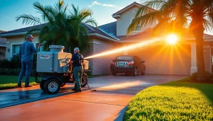 Professional pressure wash service revitalizing a home in Kissimmee, FL.