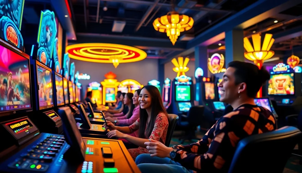 BJ38 online gamers enjoying thrilling gameplay in a vibrant atmosphere with lively colors.