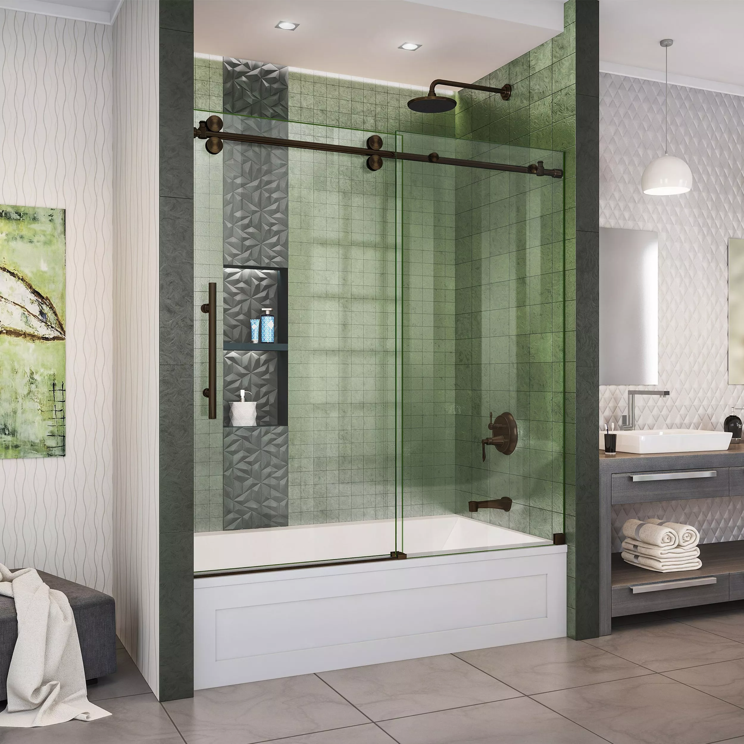 Sliding Shower Doors With Tempered Glass for Safety