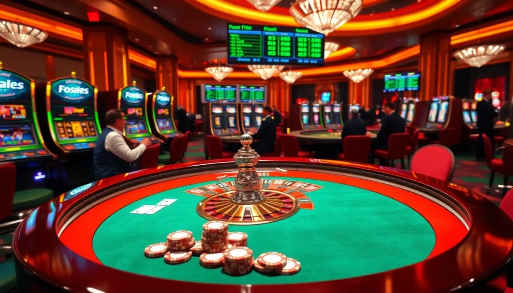 Experience the excitement of gambling at https://febet8.com with a vibrant roulette table and poker chips.