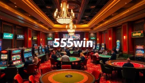 Players enjoying thrilling games at the 555win casino, showcasing excitement and luxury.