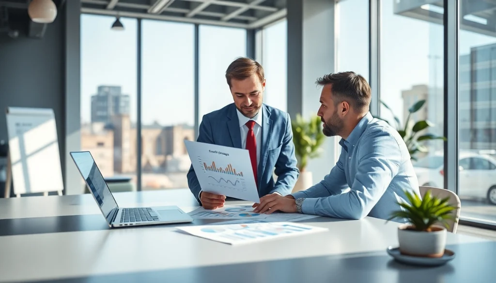 Uncover crucial business growth insights while analyzing strategies in a bright office.