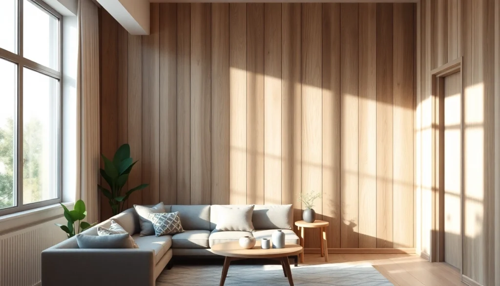 Modern living room showcasing beautiful wall planks enhancing the interior design.