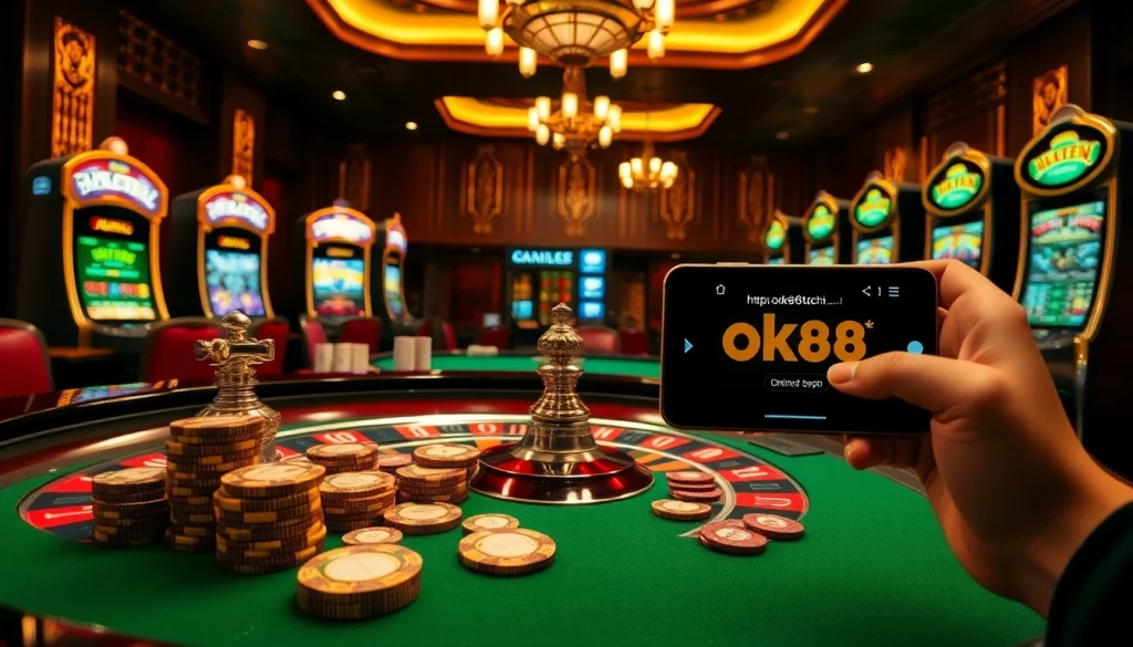 Experience excitement at https://ok88.tech/ with vibrant casino gaming elements like roulette and poker.