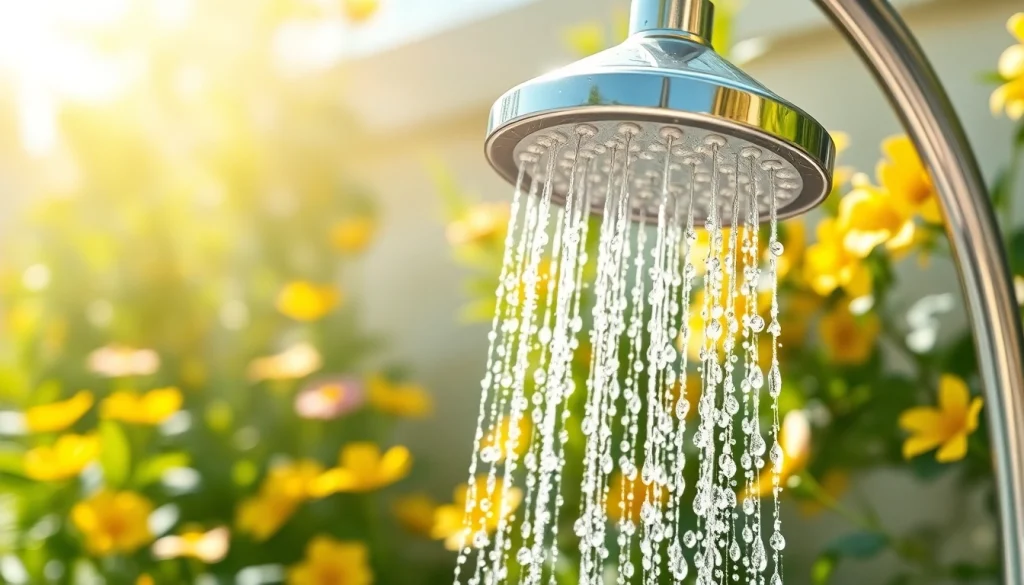Enjoying a refreshing sunny shower amid vibrant garden blooms.