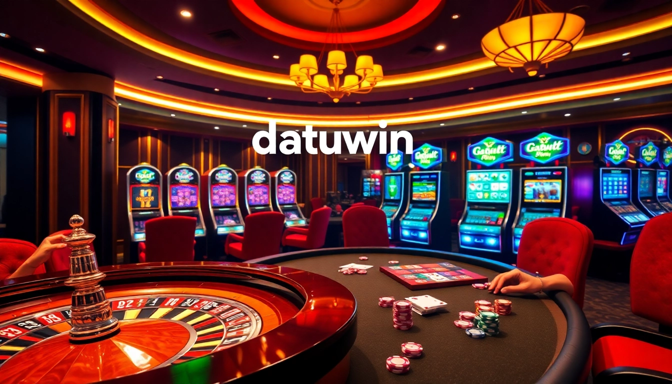 Rasakan sensasi Datukwin dengan elemen kasino yang berwarna-warni dan pemain yang terlibat.
