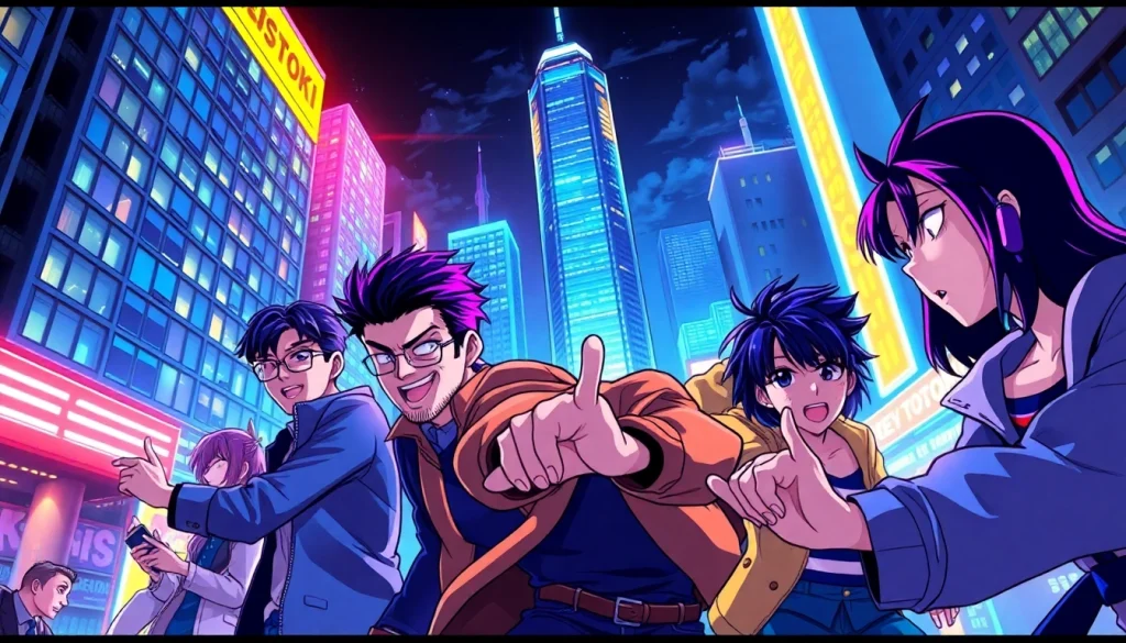 newtoki 웹툰의 활기찬 장면을 보여주는 일러스트레이션