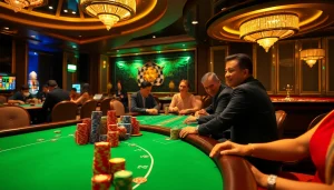 The hidden wiki 2026 themed casino image capturing players enjoying poker and roulette in a luxurious setting.