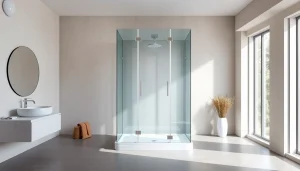 Découvrez une cabine de douche italienne moderne au design épuré dans une salle de bain.
