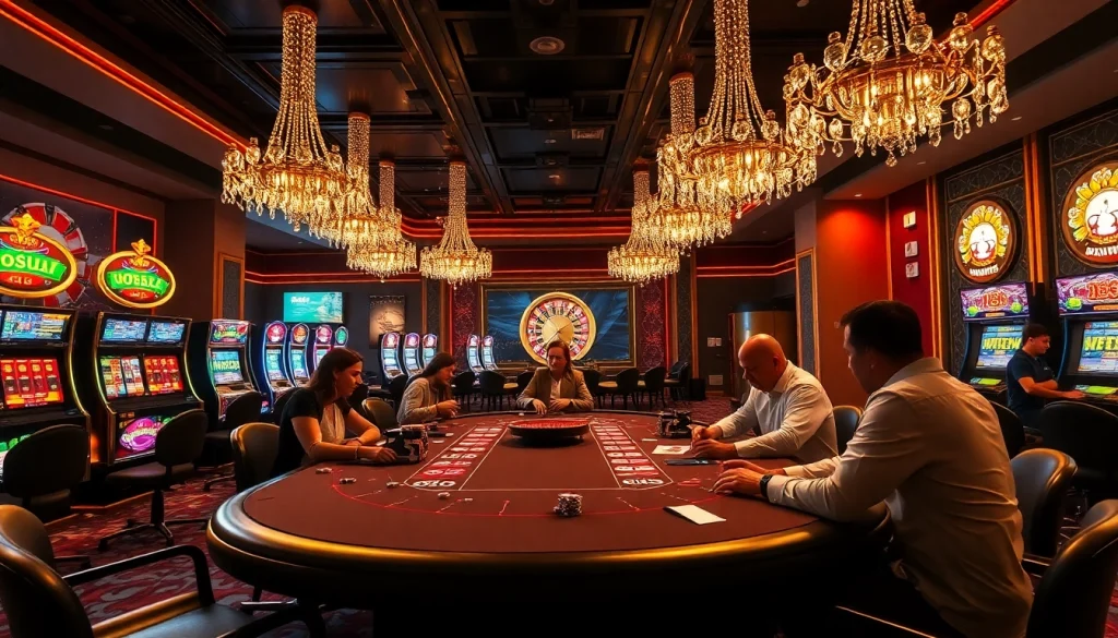 Experience adrenaline at the indoxxi casino poker table surrounded by exciting slot machines.