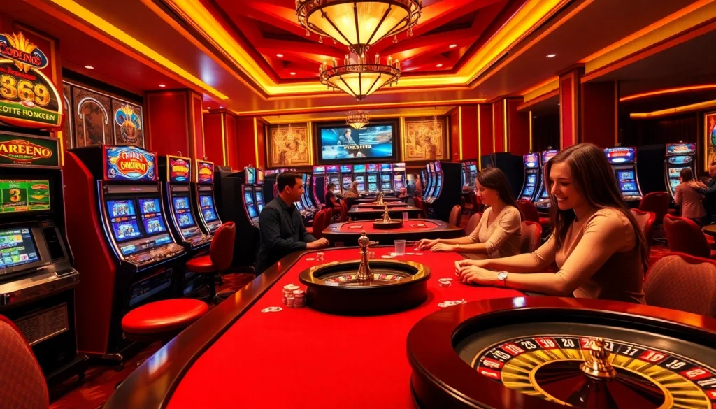 A thrilling 88VV casino experience with players at luxurious poker tables and slot machines.