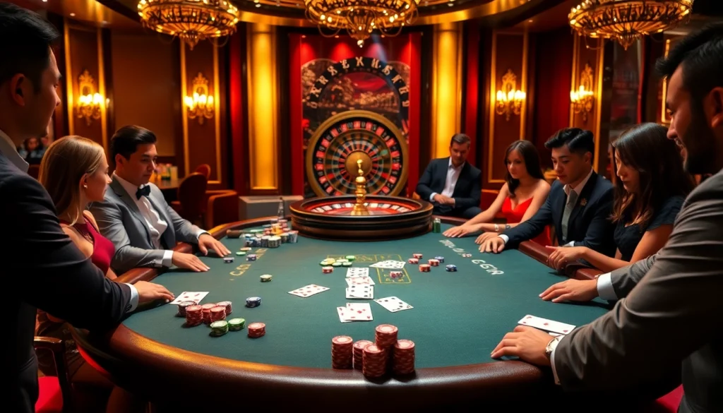 Experience high-stakes gaming at KJC COM, where elegant poker tables and vibrant chips create excitement.