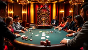 Experience high-stakes gaming at KJC COM, where elegant poker tables and vibrant chips create excitement.