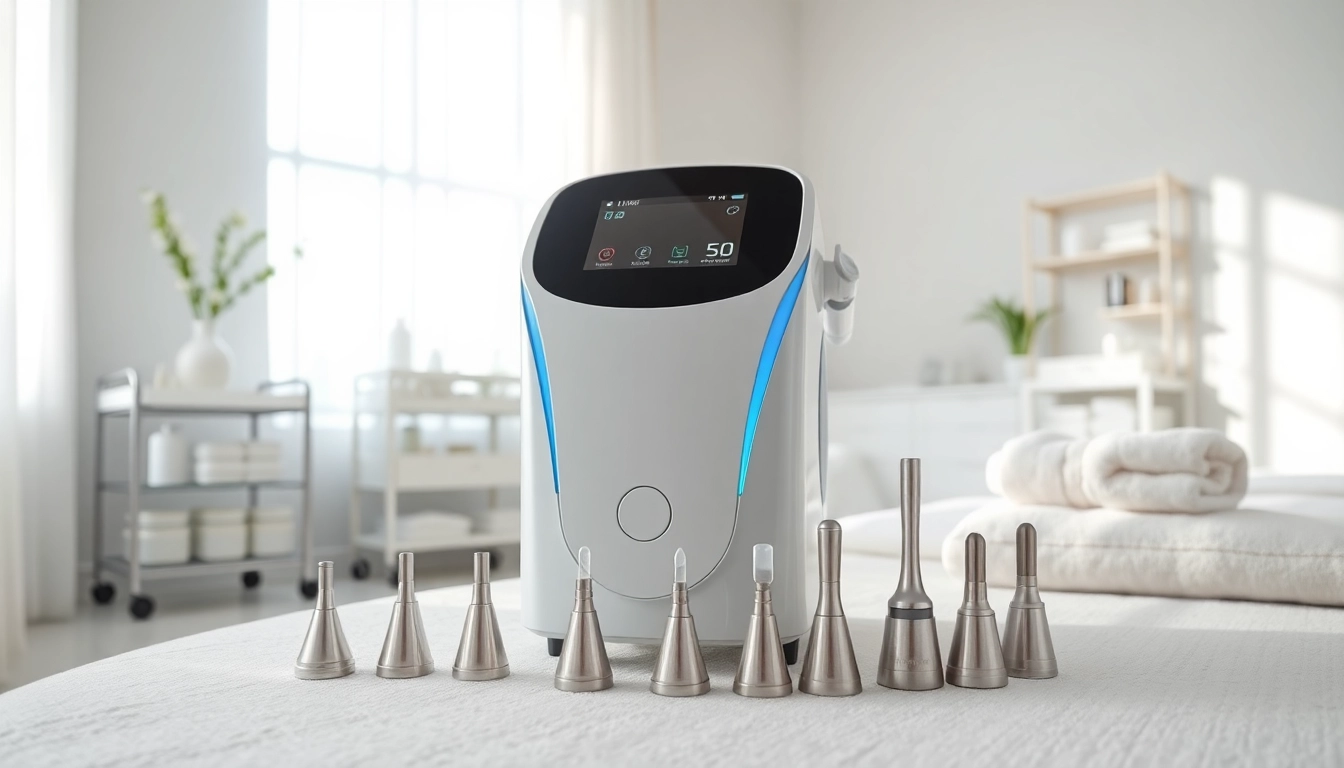 3 in 1 hydrofacial machine displayed in a serene spa environment showcasing its components.