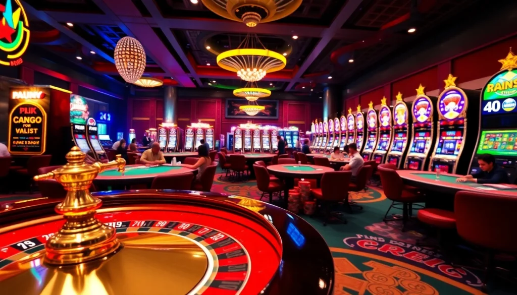 Experience the thrill of RR88 casino with lively roulette and poker games in a luxurious setting.
