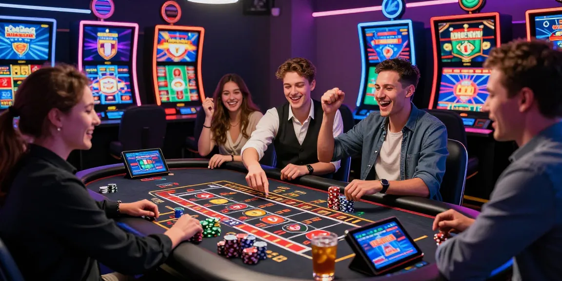 Discover the excitement of non UK casinos at https://dsam.org.uk with a diverse group celebrating wins at a digital roulette table.